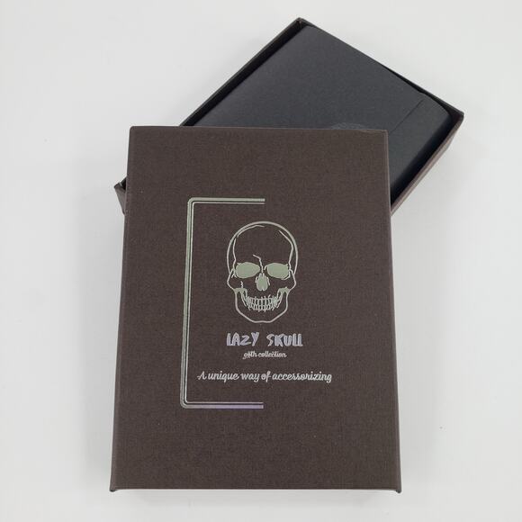 LAZY SKULL Black Bifold Wallet Faux Leather Goth Collection Slim RFID Blocking - Picture 5 of 6